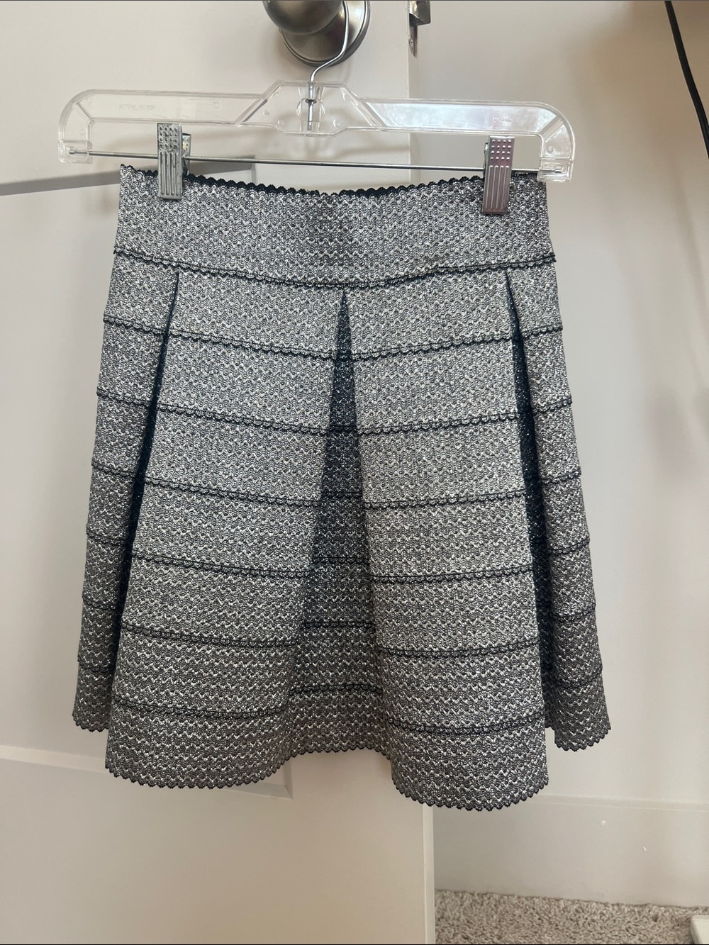 Devlin silver sparkle a line bandage skirt small